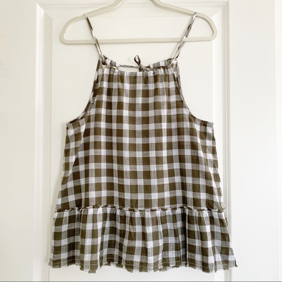 Anthropologie Cloth & Stone Gingham Top XS keyhole - Picture 3 of 8